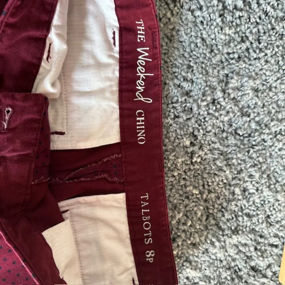 Talbots The Weekend Chino, size 8P, wine with black polka dots, cotton/spandex - Picture 5 of 7